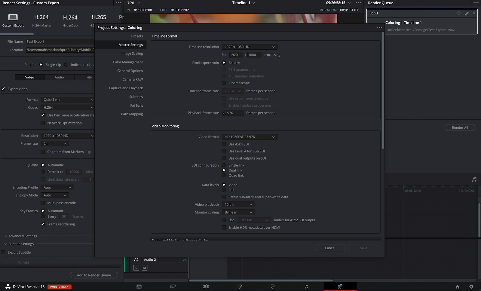 Davinci resolve how to export as avi