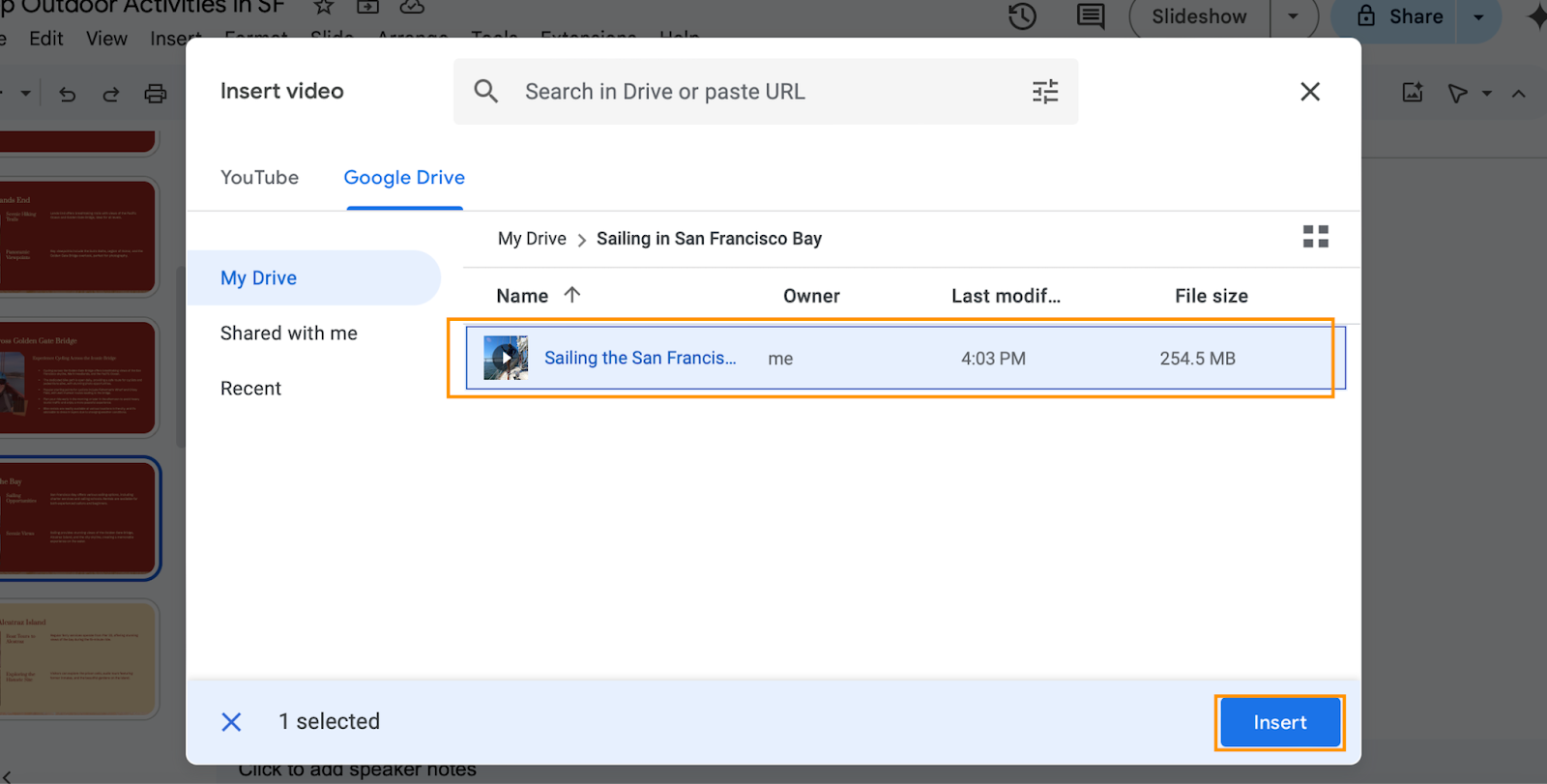 How to put a video in google slides