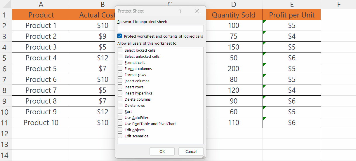 How to lock cells in excel