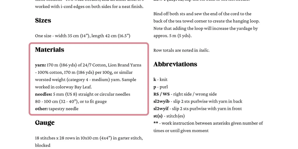 How to read knitting patterns