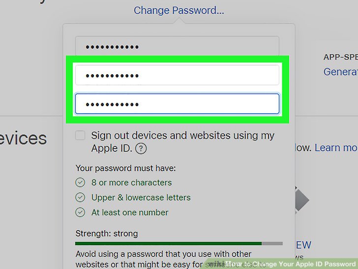 How to change my apple id password