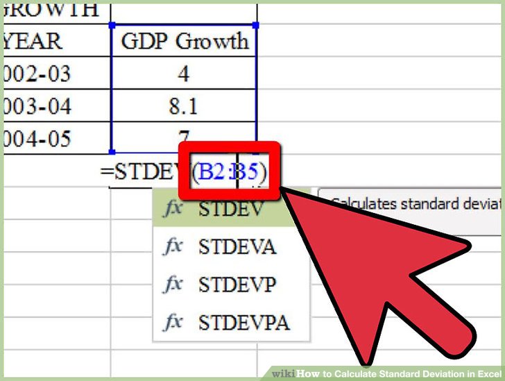 How to calculate standard deviation in excel