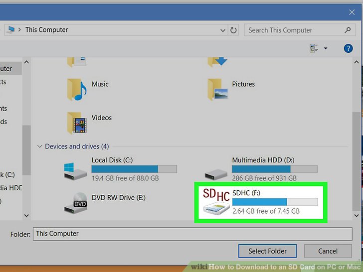 How to download directly to sd card windows