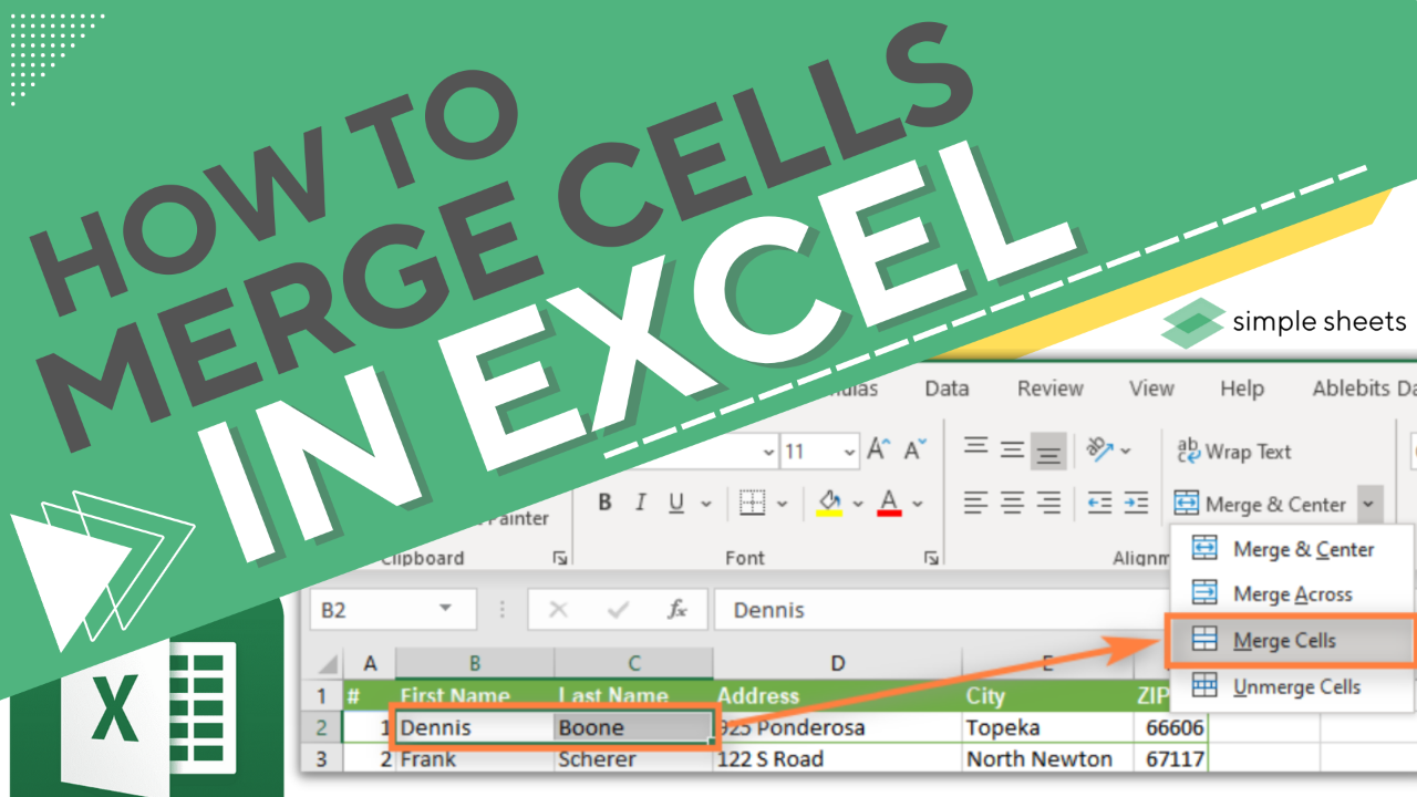 How to merge two cells in excel