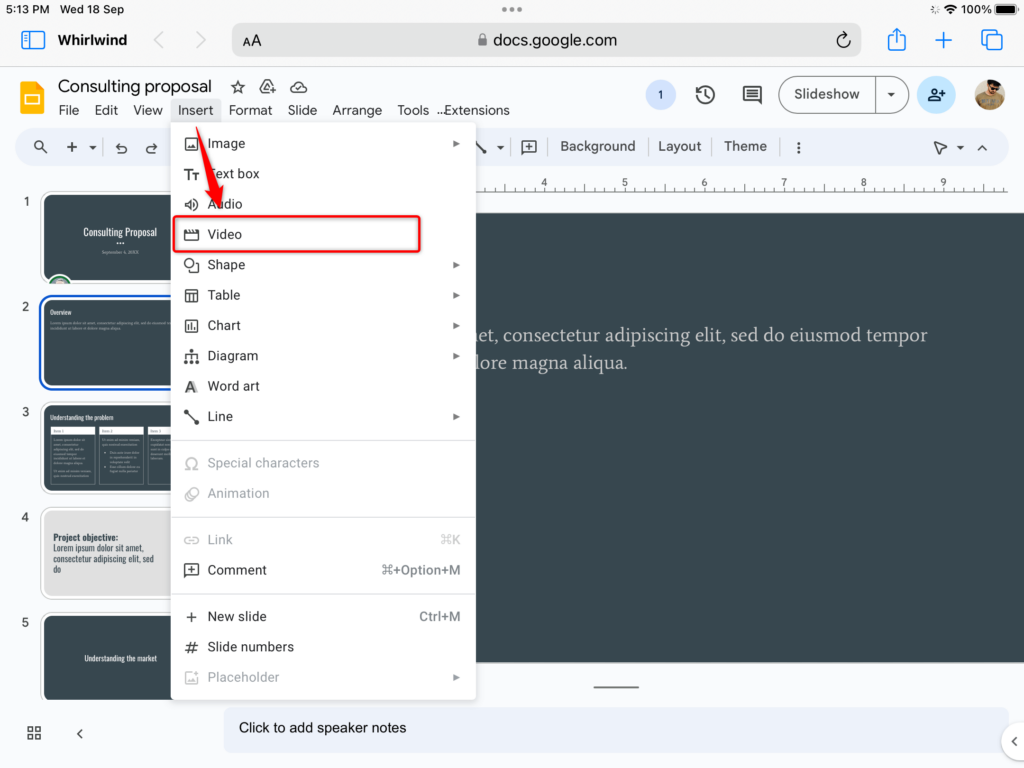How to add video to google slides