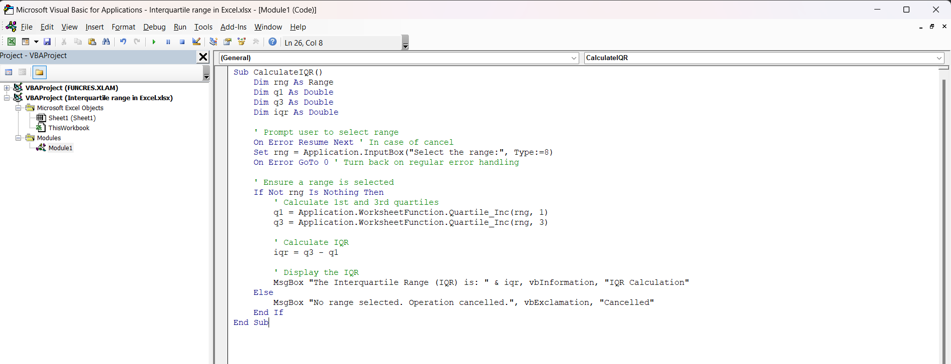 How to calculate iqr in excel